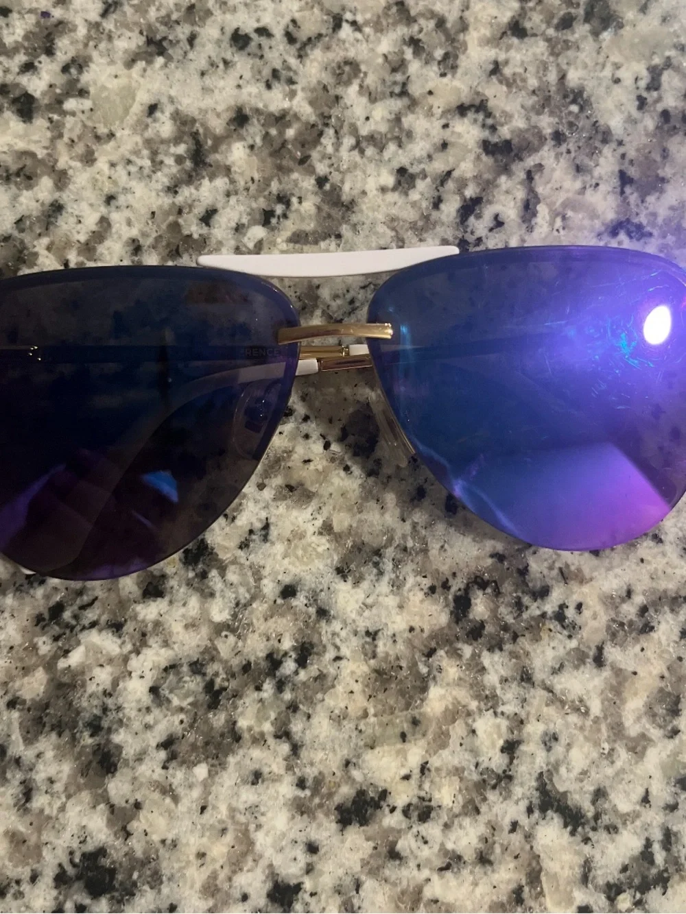 Diff Eyewear Mirrored Blue Purple Aviator Sunglasses with Gold Bridge